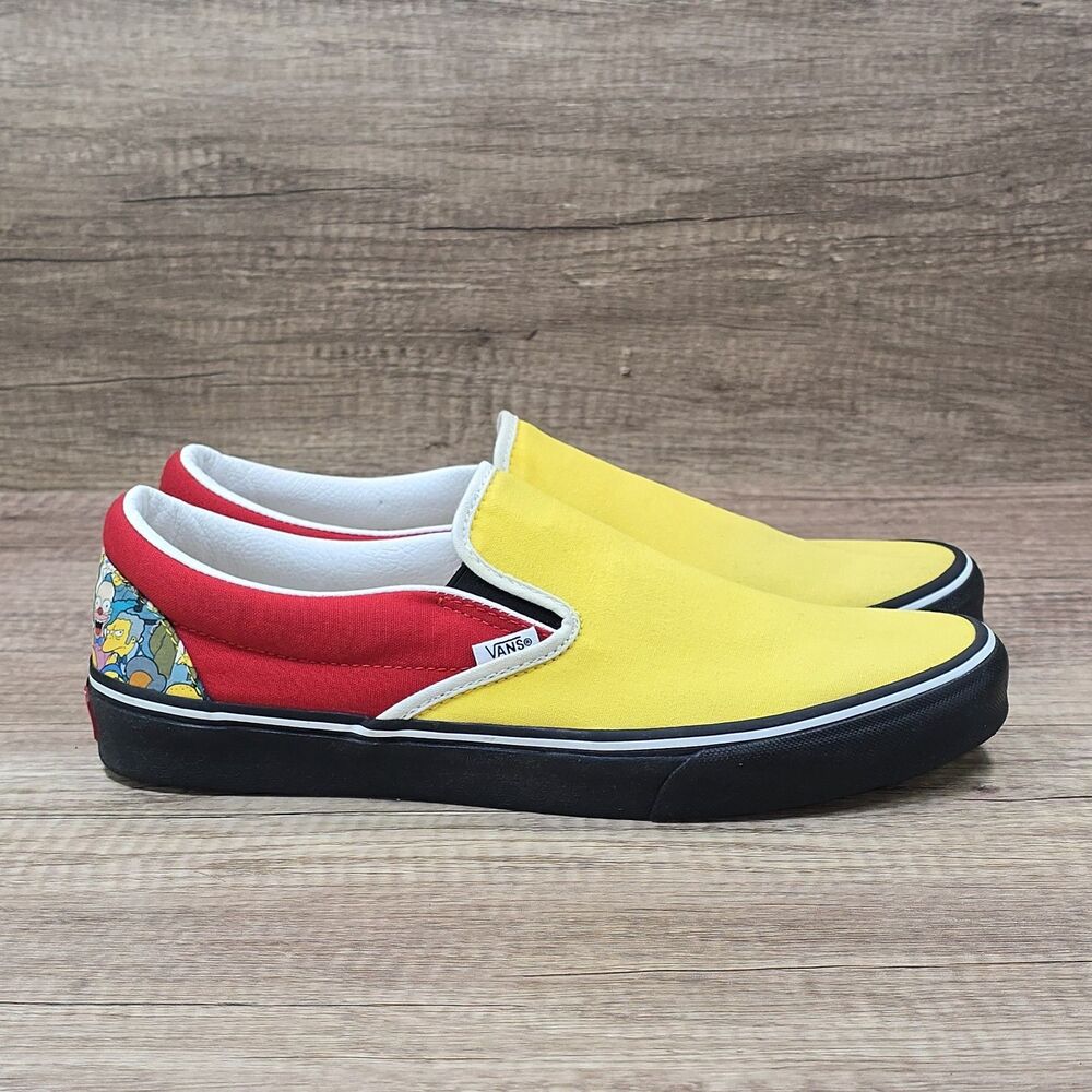 Vans The Simpsons Custom Men’s Size 11 Yellow Red Slip On Sneakers (721454)